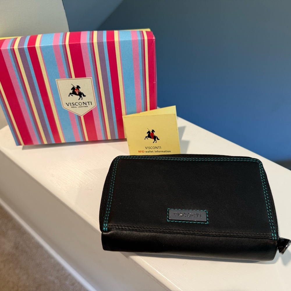 Visconti Black Leather Wallet for Women NIB